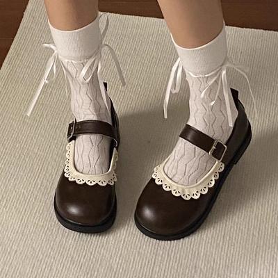 Woman Pumps Gothic Shoes for Women Kawaii Mary Jane Evening Black Cute Low Heel Elegant Japanese Style Lolita Round Toe L Korean