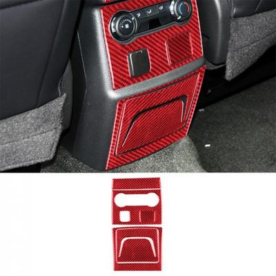 5Pcs For Ford Explorer Red Carbon Fiber Rear Central Console Kit Cover Trim
