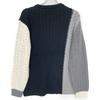 1piu1uguale3 MRK278 Black X Gray CRAZY CABLE CREW Cable Crew Neck Knit Tops 3 Black X Gray X WhiteUsed