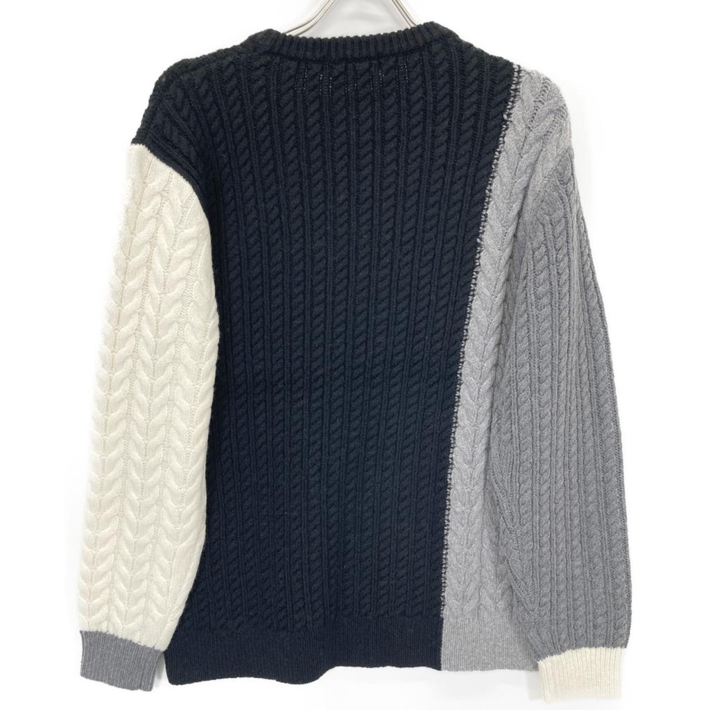 1piu1uguale3 MRK278 Black X Gray CRAZY CABLE CREW Cable Crew Neck Knit Tops 3 Black X Gray X WhiteUsed
