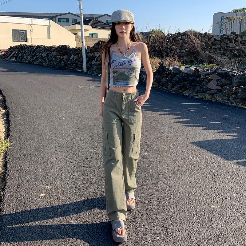 Women's Fleece-Lined High-Waisted Retro Straight-Leg Jeans with Multi-Pockets