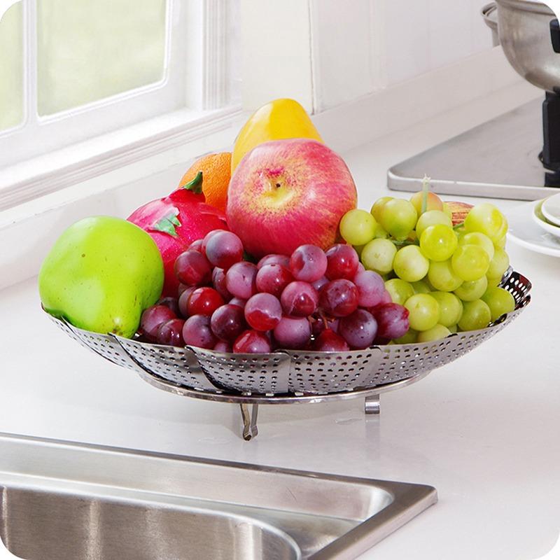 Multifunctional Retractable Steamer Tray Holder Fruit Drip Tray Drain Basket
