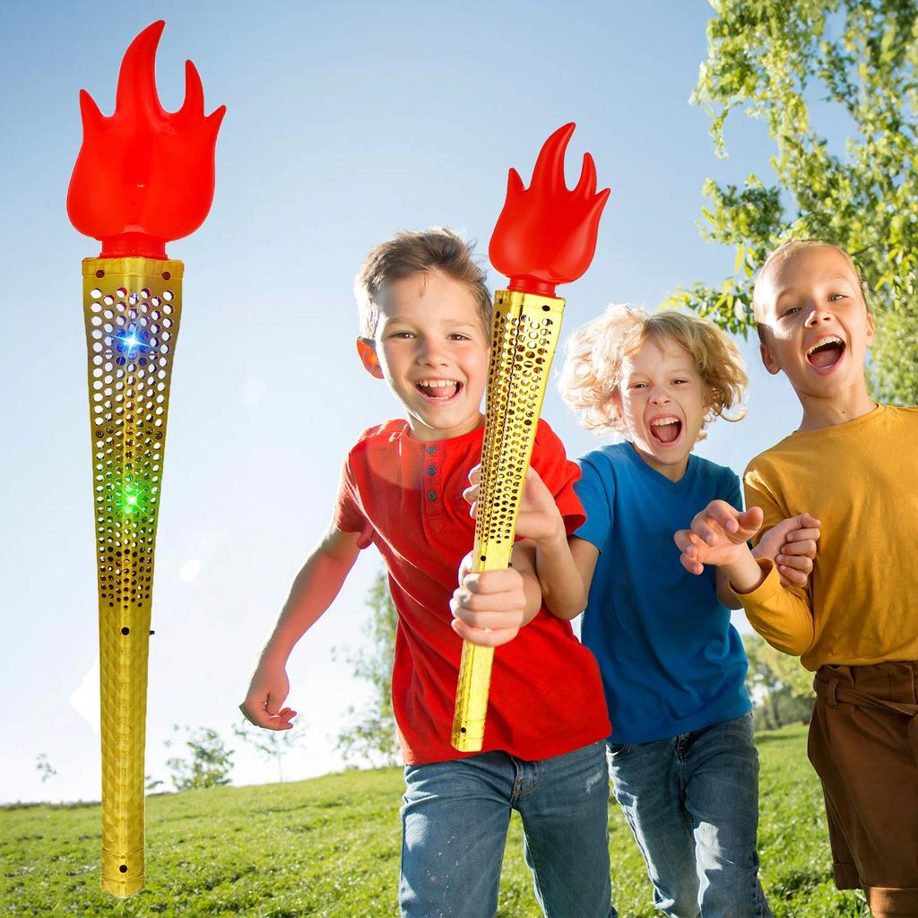 Fun Torch Toy Simulation Plastic Torches Prop Glowing Flame Rod Torches For School Medieval Luau Themed Party Sports Competition