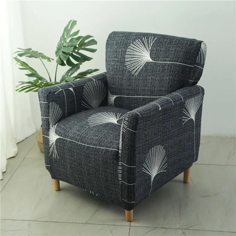 Floral Tub Chair Cover for Living Room Spandex Elastic Club Armchair Slipcover Stretch Single Sofa Covers Home Bar Counter Hotel