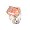 Jewelry Copper Bottom Gold-Plated High Carbon Diamond Ice Flower Square Diamond Copper Setting Temperament Light Luxury Retro Ring Women 12 * 16