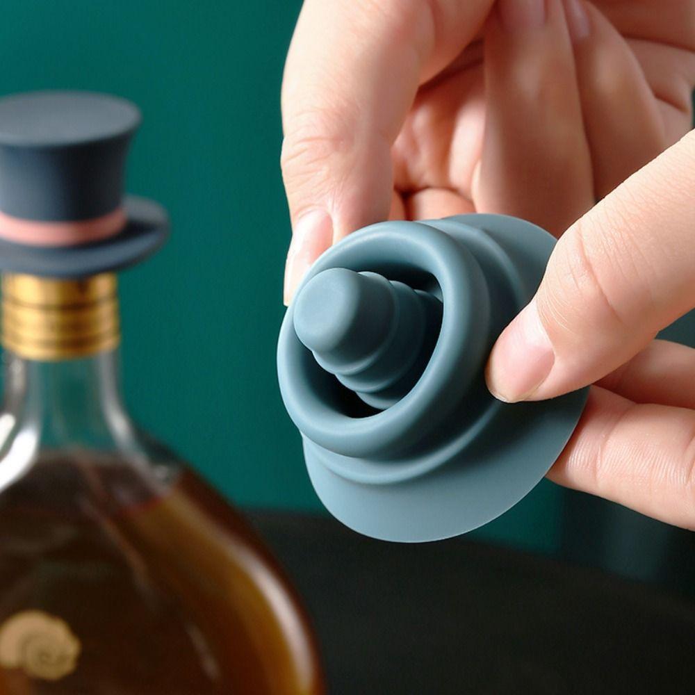 Silicone Bottle Storage Cap Vacuum Sealed Wine Cork Creative Sealer Plug  Champagne Whiskey