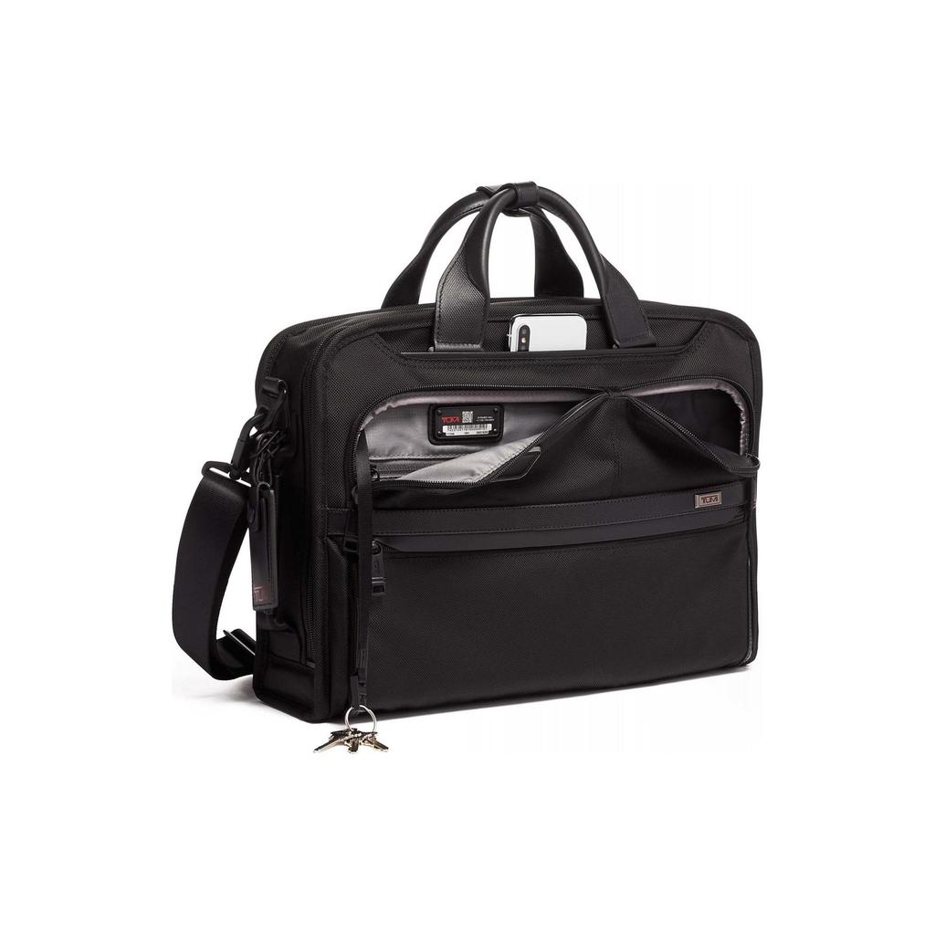 TUMI Alpha 3 Baller Nylon Laptop Bag, Portable Crossbody Briefcase Large Men's Black 02603182D3