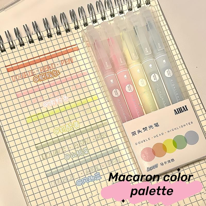 

5Colors/Set Double Headed Highlighter Pen Set Unique Window Tip Highlighter Pen Highlighters Marker School Stationery Supplies