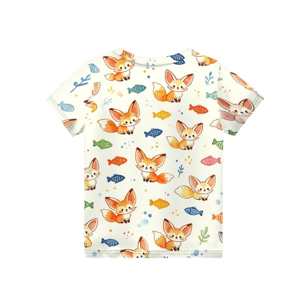 Kids Animal Print Short Sleeve T Shirt Casual Loose Fit Crew Neck Top Soft Comfortable Fabric Suitable for Everyday Wear
