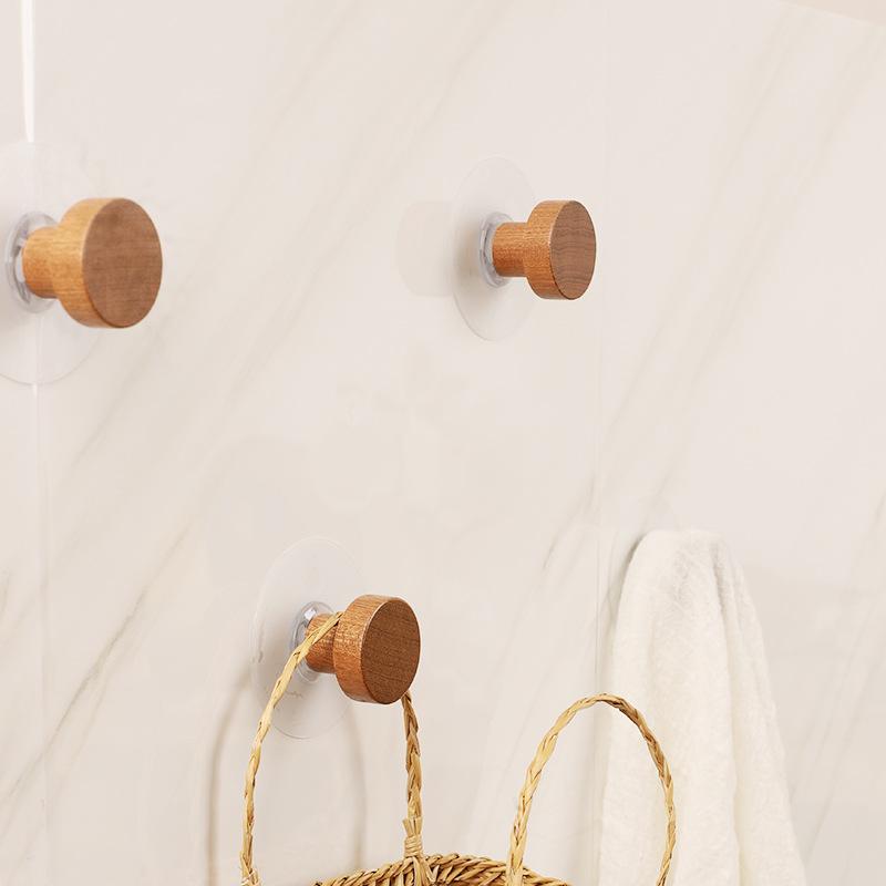 Nordic Sapele Wood No-Drill Coat & Hat Hooks - Wall-Mounted Decorative Wooden Kitchen & Wardrobe Hangers