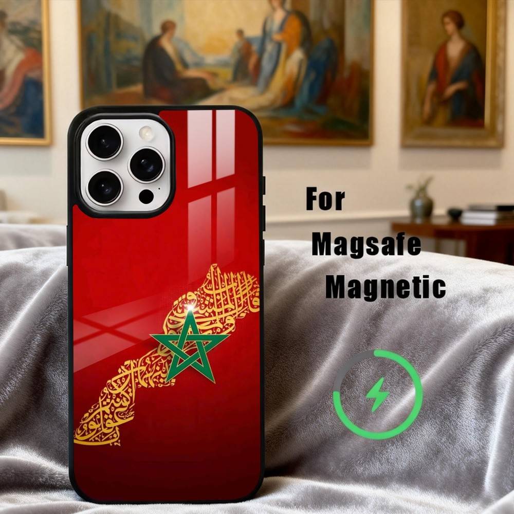 M-Maroc-C M-Morocco F-Flag Phone Case For iPhone17,16,15,14,13,12,11 Plus,Pro Max Magnetic For Magsafe Wireless Charging iPhone12
