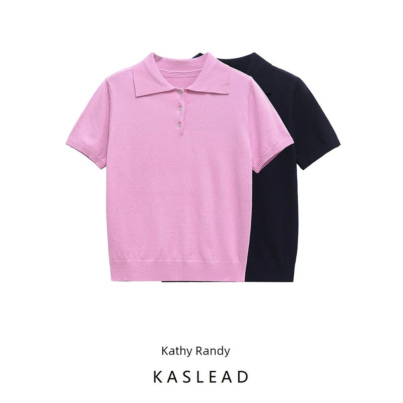 Kaslead New Arrival Women's Clothing Fashion Style Fashion Minimalist All-Matching Lapel Short Sleeve Knitting 2893112401