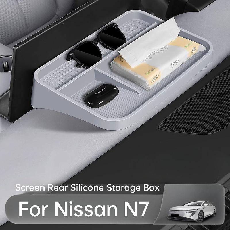 For Nissan N7 Primera Car Center Console Screen Rear Silicone Storage Box ETC Mount Organizer Tray Interior Accessories