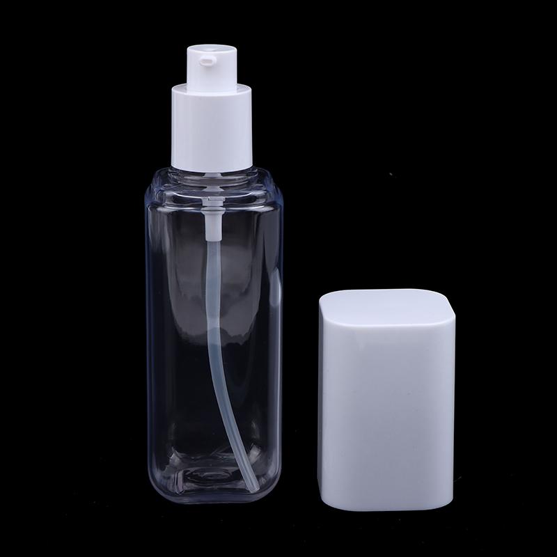 1Pcs 80/100/120Ml Empty Cosmetic Bottle Lotion/Spray Pump Plastic Square Clear White Bottle Cosmetic Container Travel Portable