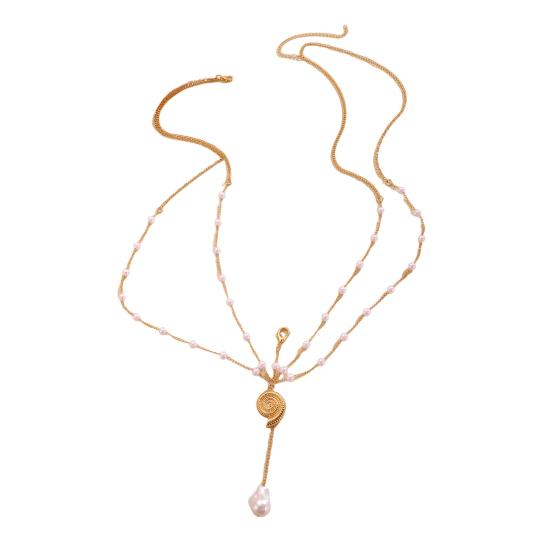 Body Chain Layered Double-Layer Chain Body Chain with Marine Theme Imitation Pearls Shells Starfish Drape Design