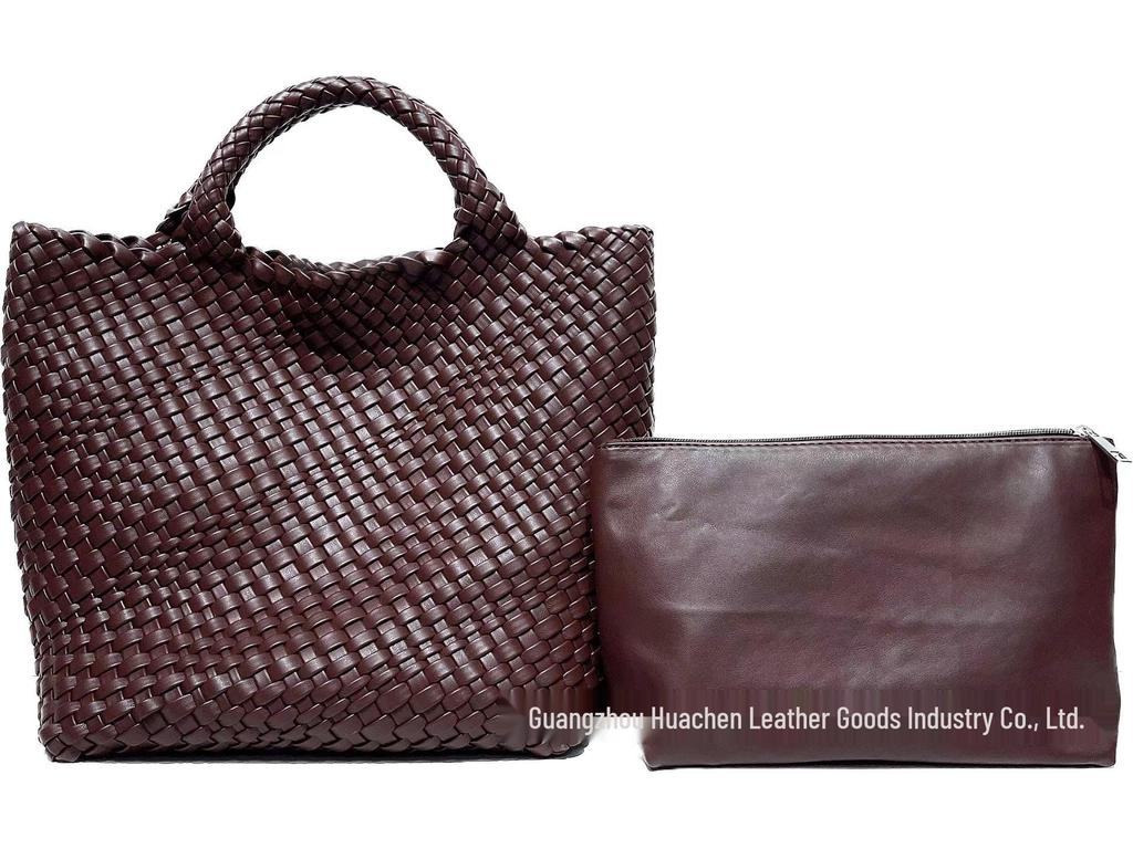 Women's Large Fashionable Woven Tote Bag - Versatile Double-Wrist Mother-Child Shopper