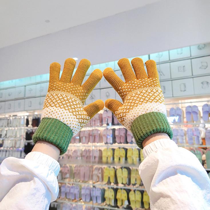 Strickhandschuhe für Damen und Herren zum Radfahren im Winter im Freien, doppellagig, warm und kältebeständig, mit dicken Samthandschuhen aus Touchscreen-Garn