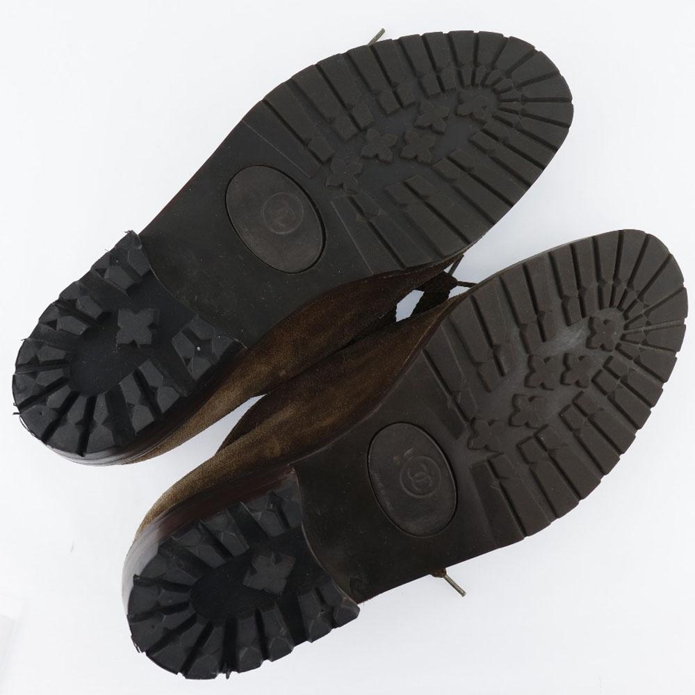 Chanel COCO Mark Moccasin Brown Suede Women Used