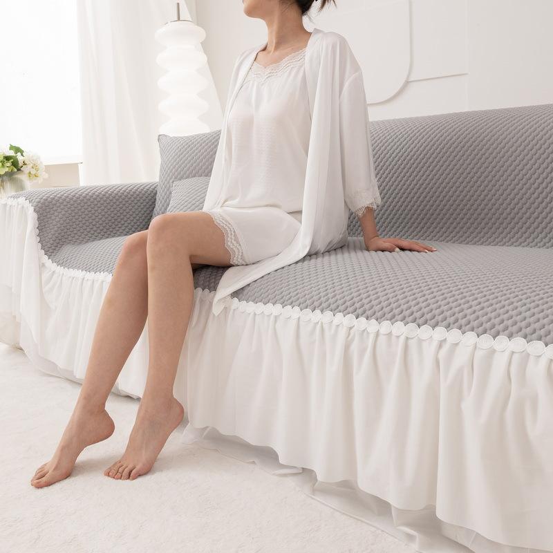 Cool Sofa Cover Cloth Summer Summer Summer Skirt Summer Mat Sofa Cover Sofa Towel Gray Non-Slip Light Luxury