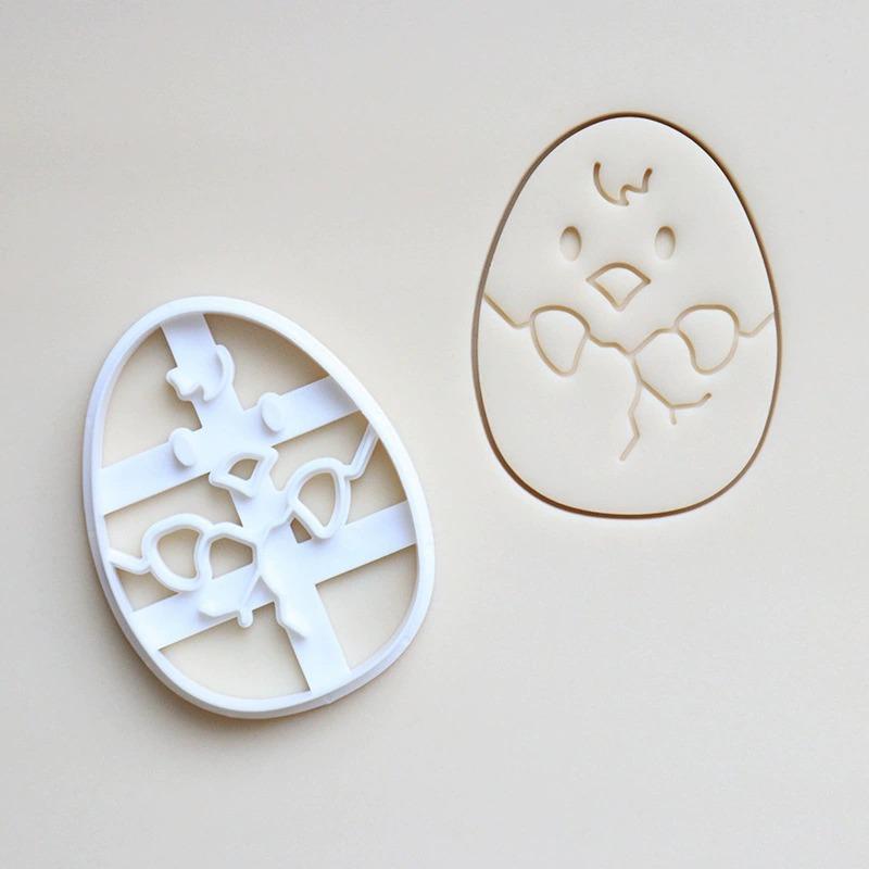 Easter Cookie Cutters Set, 9 Pieces 3D Plastic Easter Eggs Stamp Molds Linzer Cookie Cutters for Easter Party Supplies Decorations