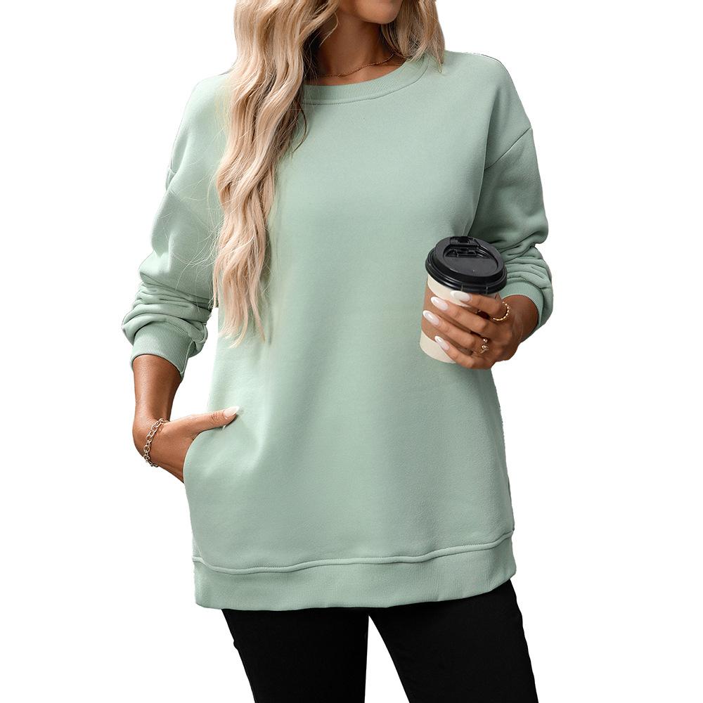 

Autumn and Winter Round Neck Long Sleeved Sportswear Fashionable Pullover Fleece Women s Sweatshirts S