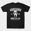 Men Black Print T-shirt Woodsboro Horror Film Club Scream No-Cut Transfer Paper Print Cotton Tshirt