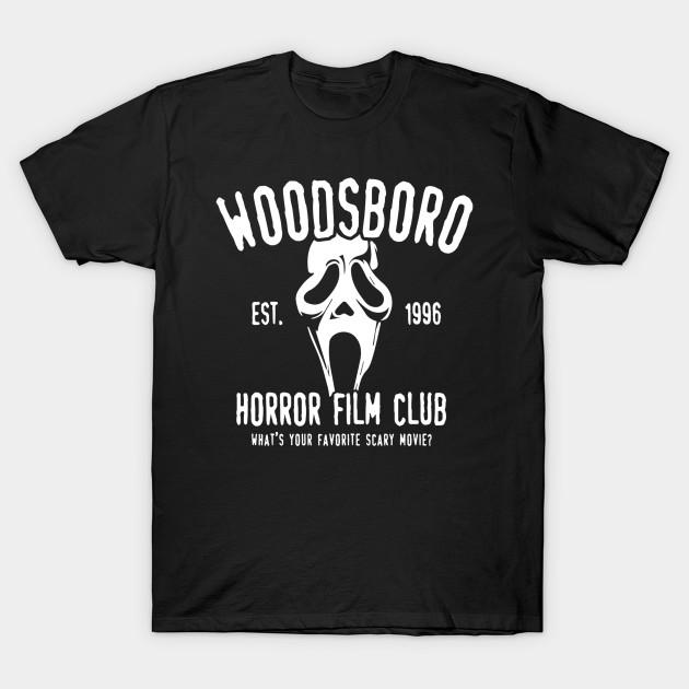 Men Black Print T-shirt Woodsboro Horror Film Club Scream No-Cut Transfer Paper Print Cotton Tshirt S чёрный