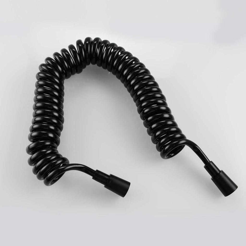 Black Shower Head Hose Extra Long 5m ABS Plastic Retractable Bidet Coiled Hose for Toilet, FHA017J