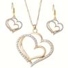 Women's Love Jewelry Set Retro Personality Alloy Diamond Hollow Heart Pendant Necklace Earrings
