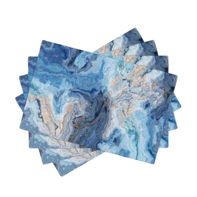 4pcs Marble Table Placemats Washable Marble Style Table Mats Wipe-Clean And Easy To Clean Suitable For Home Kitchen Decor