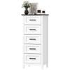 Narrow and Tall Bedroom Chest of Drawers with Wood-Effect Top Dresser for Small Spaces 45x35x106 Cm White
