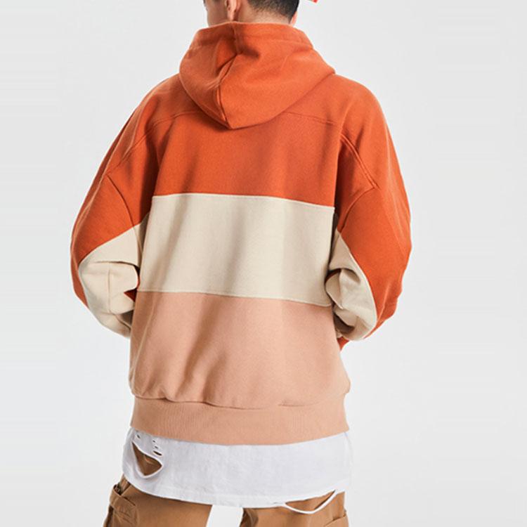 Li Ning Badfive Basketball Series Color Block Casual Loose Pullover Hoodie Men Hoodies Amber-Brown AWDQ501-1