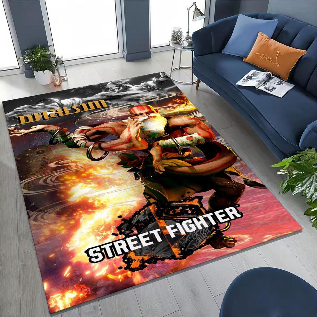 Retro Street Fighter 6 Characters Game Chun-Li Cartoon Rug for Bedroom Living Room Sofa Home Doormat Decor,Non-slip Floor Mat