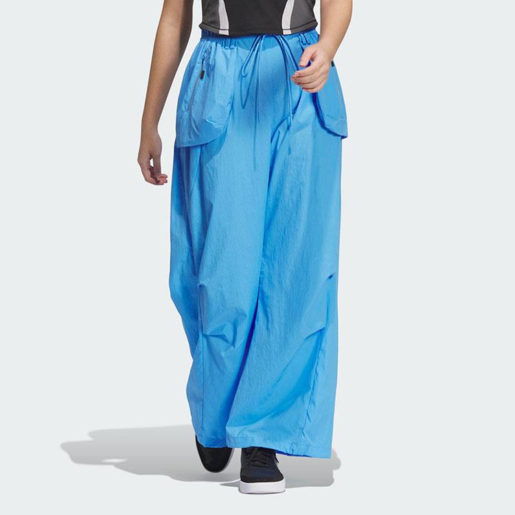 adidas Parachute Tracksuit Bottoms Solid Color Minimalist Water-Resistant Sports Casual Pants Women Bottoms Blue JJ1580