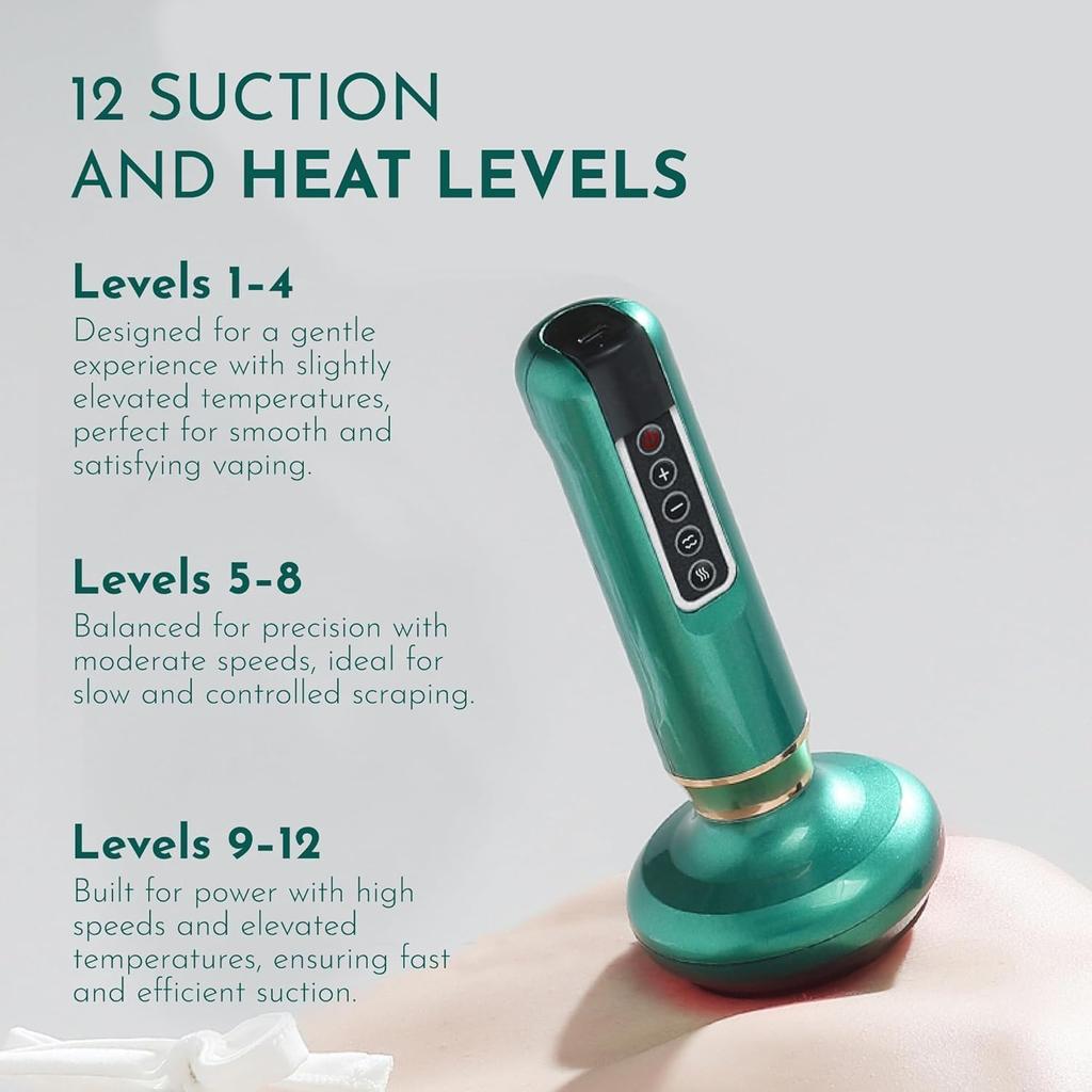 Electric Cupping Massage Device with 12 Suction Modes for Back/Arms/Legs Scraping Can Fatigue Relieve Health Cupping Massager