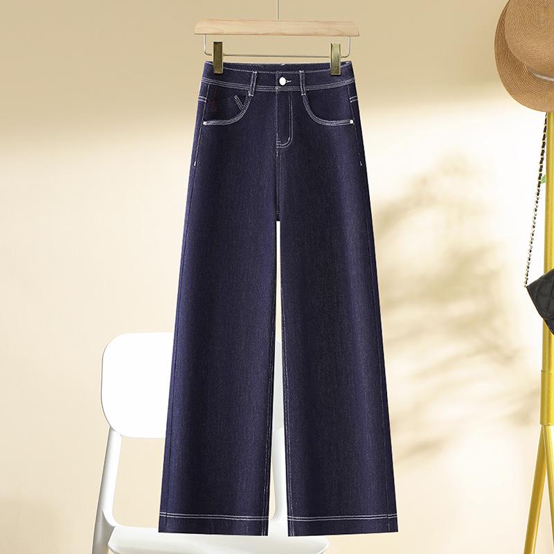 

Женские темно-синие джинсы с высокой посадкой в винтажном стиле на флисовой подкладке - варианты зауженных и широких штанин для повседневной осенне-зимней носки 27 темно-синий