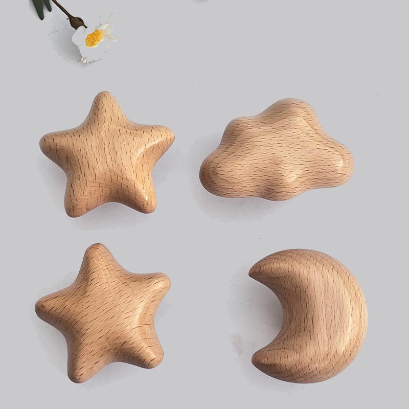 Solid Wood Moon, Star & Cloud Coat Hook for Hallway or Bedroom