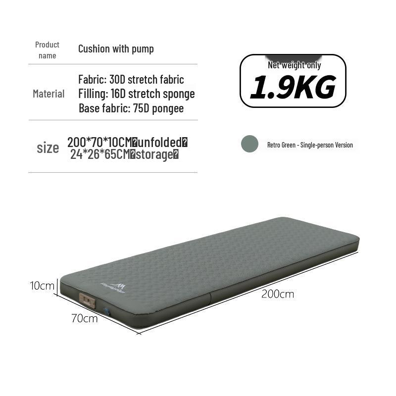 Mountain Outdoor Camping Inflatable Bed with Built-in Pump – Lightweight and Convenient Mattress