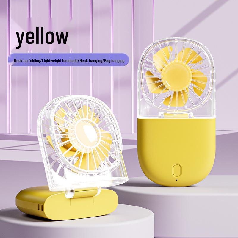 Portable USB-Charged Leafless Neck Fan: Folding Transparent Mini Desktop & Outdoor Office Fan