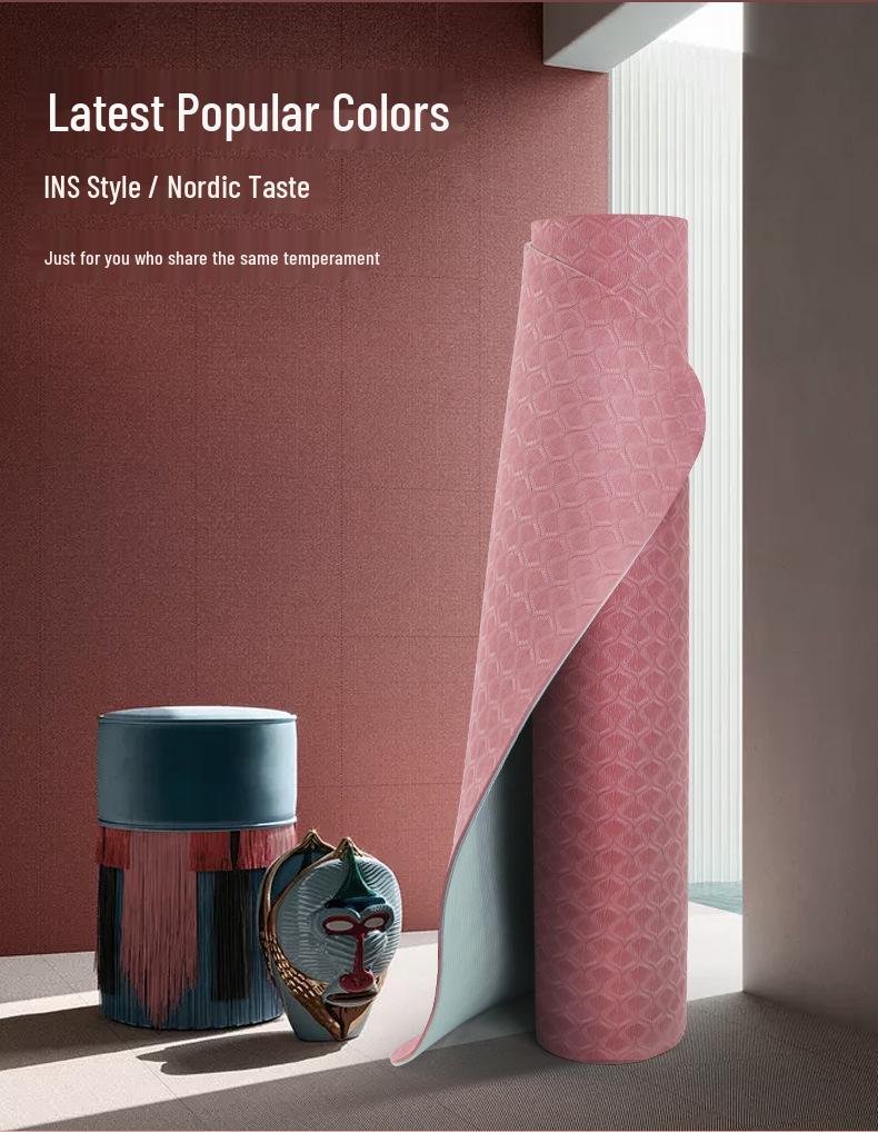 TPE Non-slip Thickened Yoga Mat for Home Fitness – Silent, Shock-Absorbing, Portable Exercise Mat