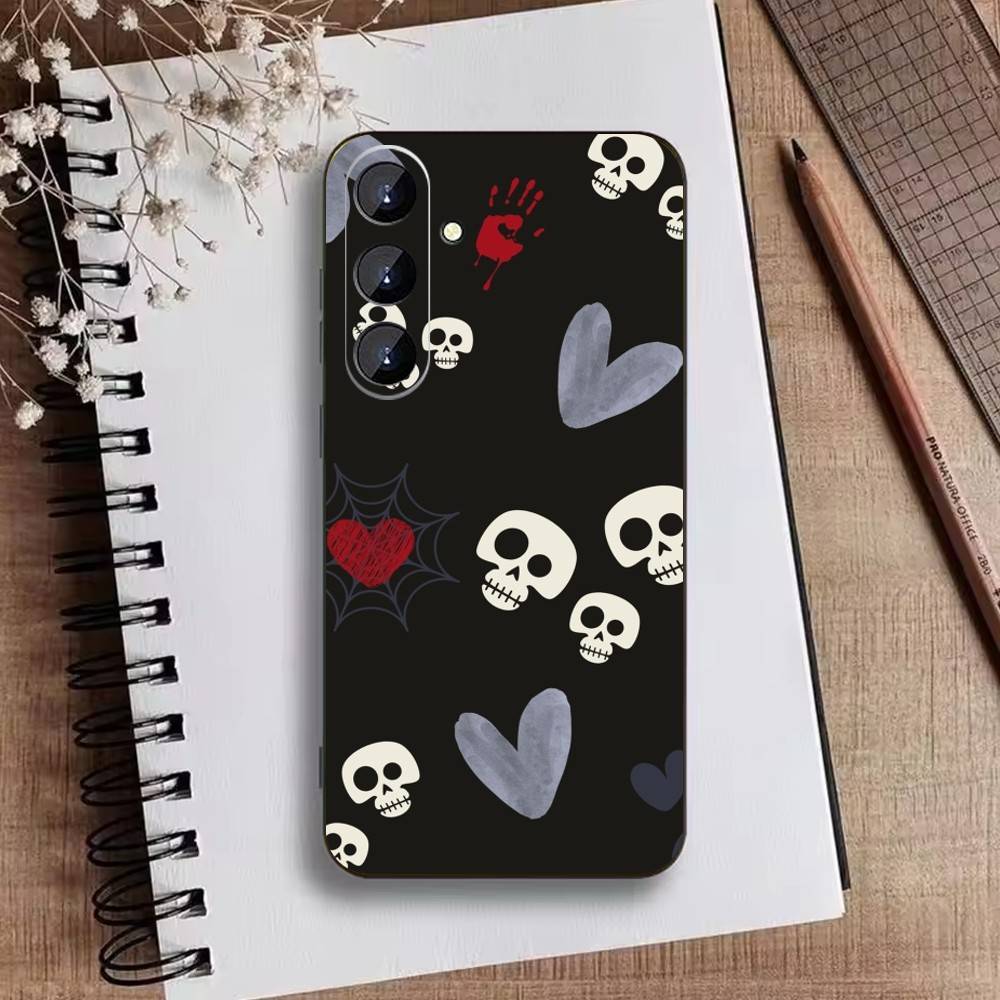 Gothic Dark Sweetheart Phone Case For Samsung Galaxy A73,21,22,32,71,53,52,51,80,5G Soft Black Cover