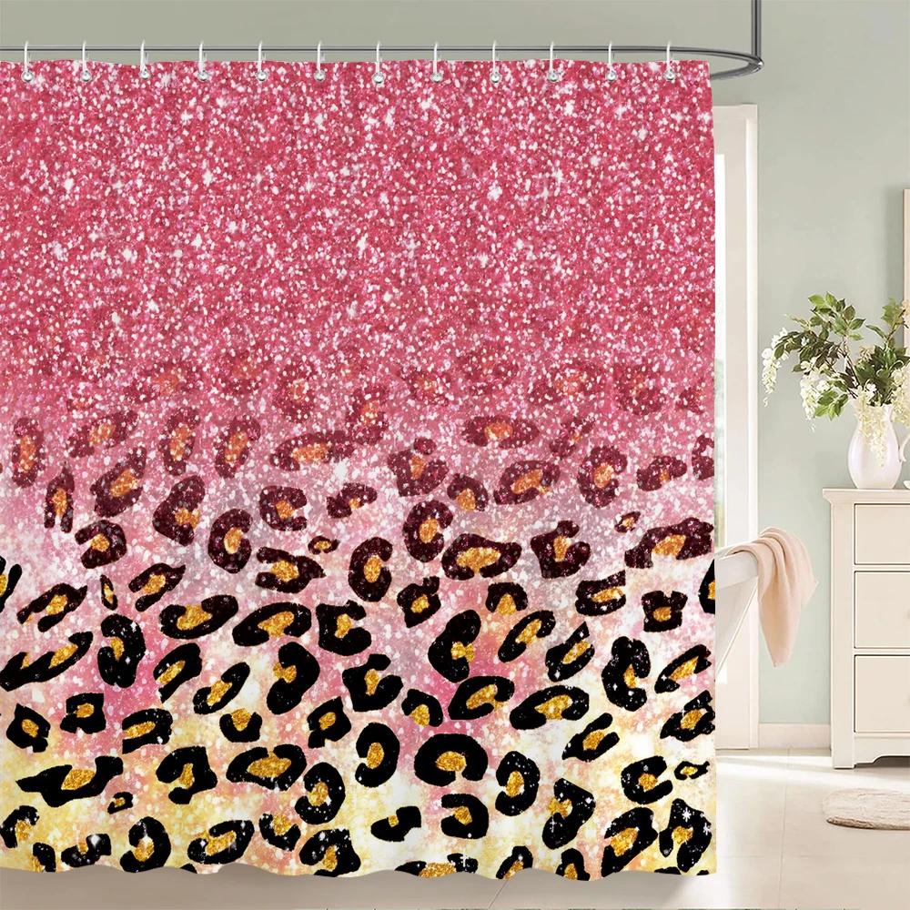 Home shower curtains for bathroom waterproof fabric Nordic style Color love Leopard pattern bathroom Curtains shower curtain