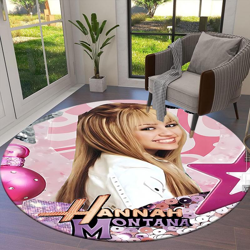 Hannah Montana Okrągły Dywanik, Dywan do Salonu, Sypialni, na Sofę, do Pokoju Zabaw, Antypoślizgowa Mata Podłogowa