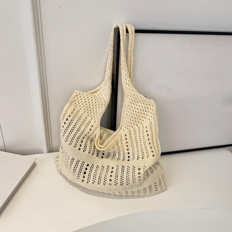 Hollow Knitted Crochet Handbags Beach Lightweight Students Shoulder Casual Tote Female Shopping Woven Bags For Women Girls AVE