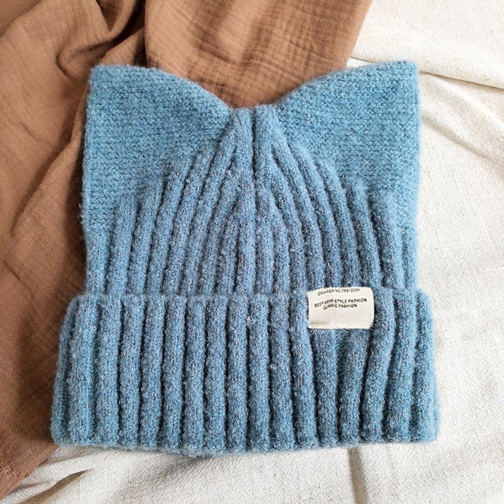 Women's Winter Cute Cat Ears Hat Pullover Knitted Hats Cute Casual Beanie Hat Street Simple Warm Ear Protection Hats For Women
