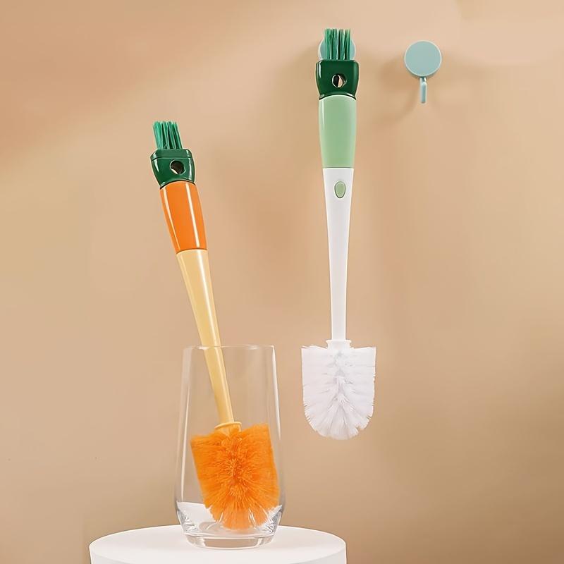 1pc, 4 In 1 Cup Brush, Long Handle Bottle Cleaning Brush, Stain Removal Brush, No Dead Corner, Nipple Brush, Crevice Brush,