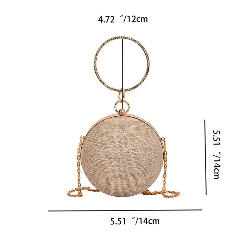 Circular Ring Portable Evening Bags Metal Sliver Round Ball Handbags For Lipstick Elegant Luxury Clutch Purse Wedding Wallets Quality