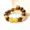 Gold-Plated Tiger Eye Pixiu Wealth Bracelet with Lucky Beads