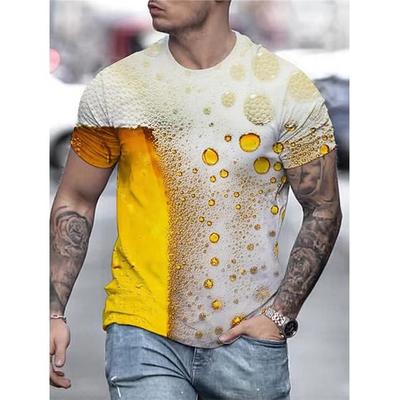 Interesting Beer Pattern 3D Digital Printing T-Shirt Men's Women's New Short Sleeve Hip Hop