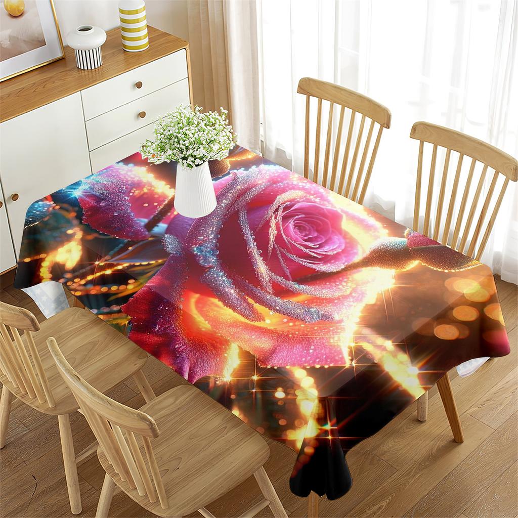 New Dining Table Cloth Tablecloth Waterproof Valentine's Day Red Rectangular High-end Decorative Tablecloth Holiday